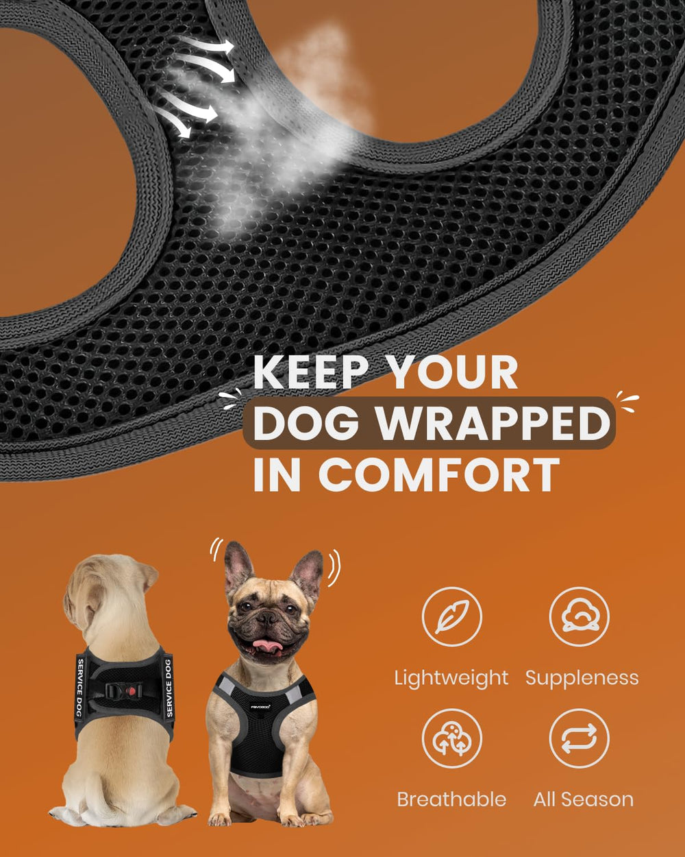 FAYOGOO service dog vest with step-in closure for quick, secure fitting