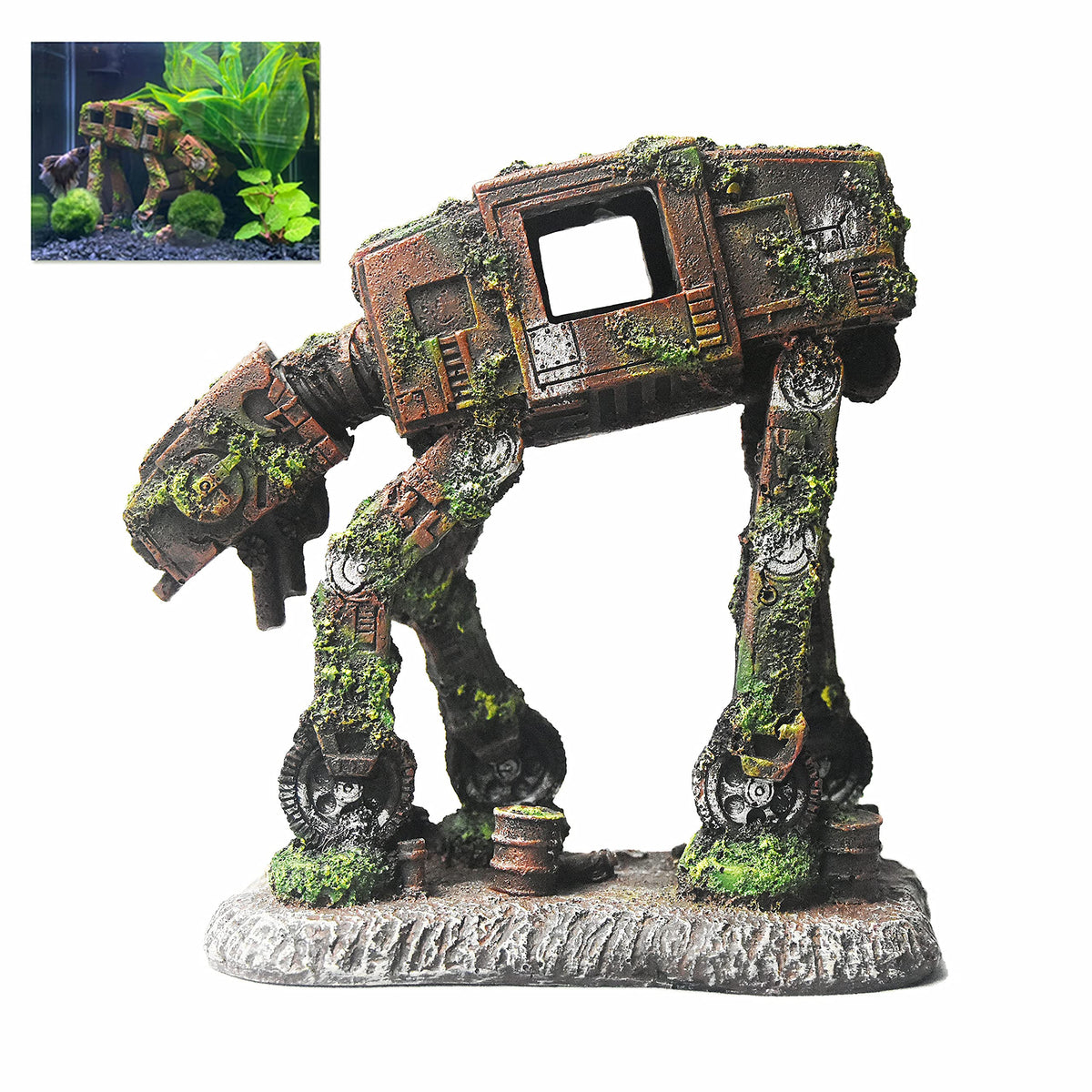 fazhongfa AT-AT Walker aquarium decor with spacious cave for resting and hiding