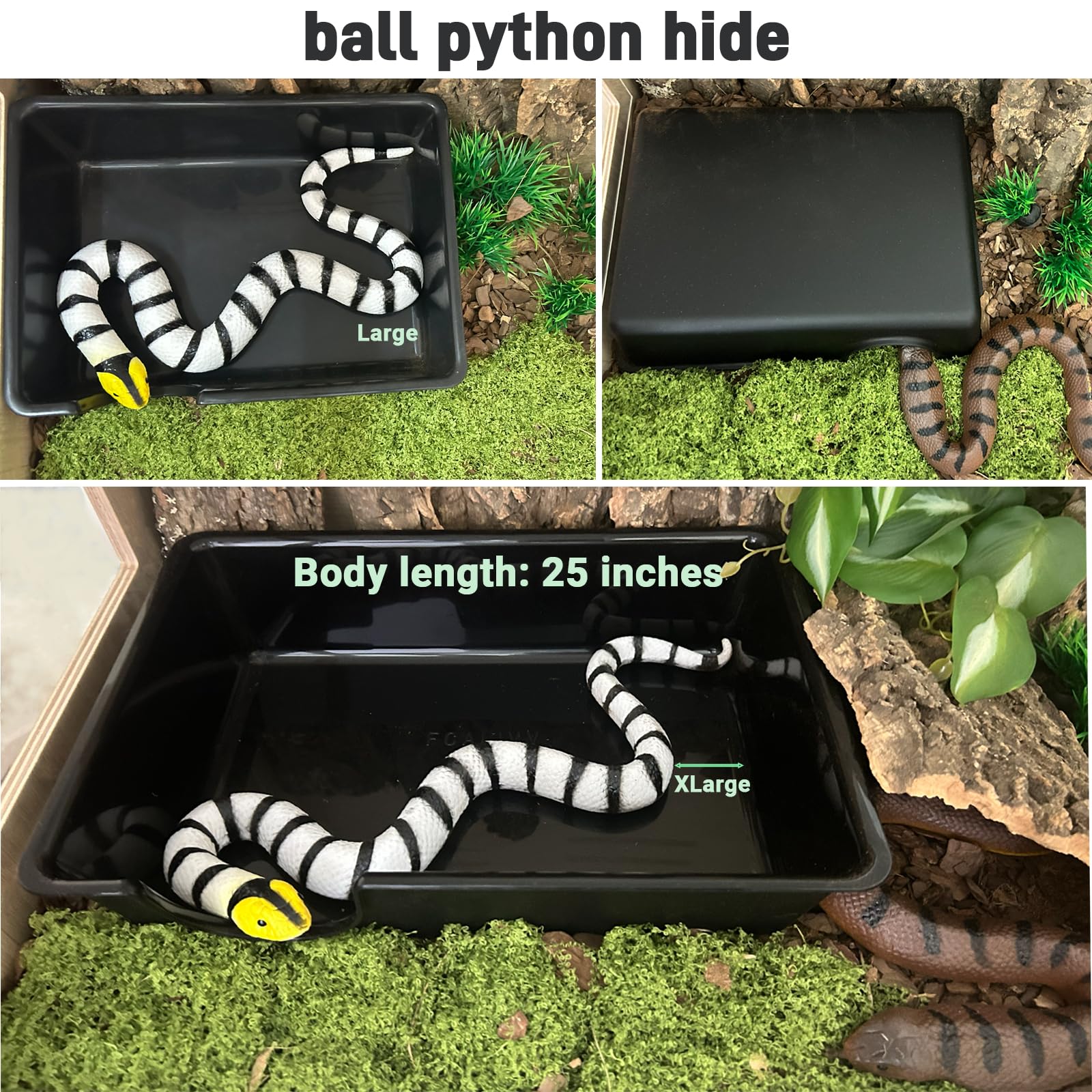 FCALIVV humid hide with basking cave multifunction in reptile enclosure.