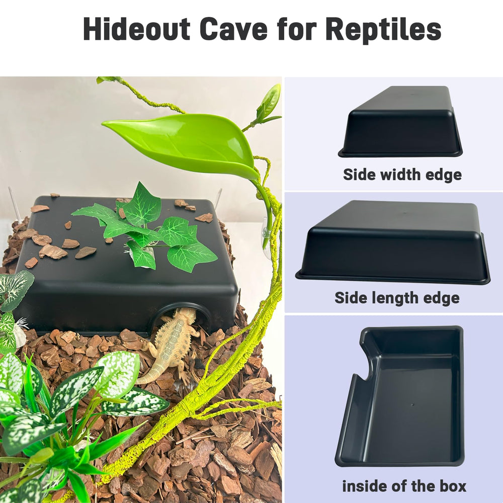 FCALIVV humid large hide cave smooth edges shows safe, injury-free retreat for young reptiles.