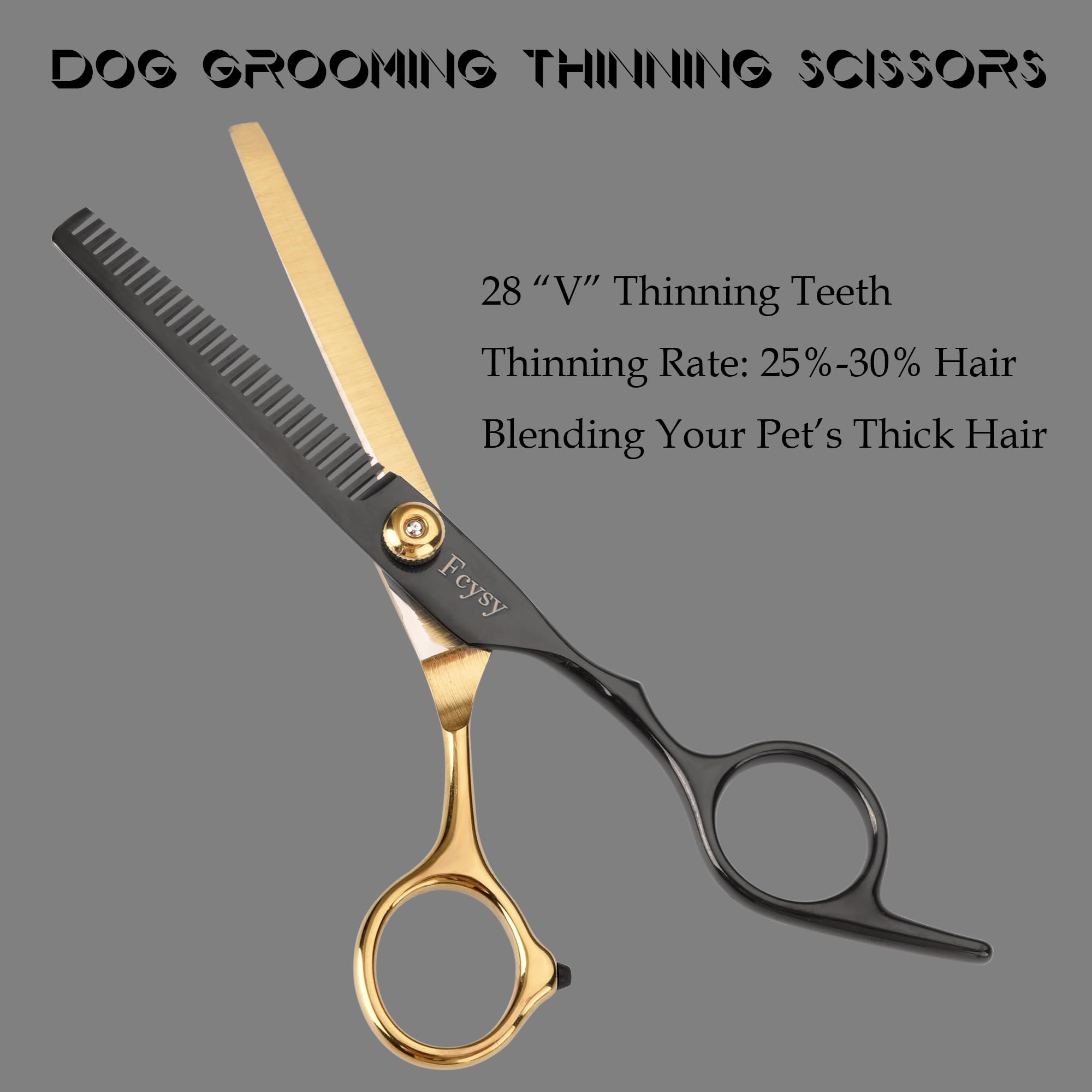 Fcysy thinning 6in scissors in use for even coat thinning