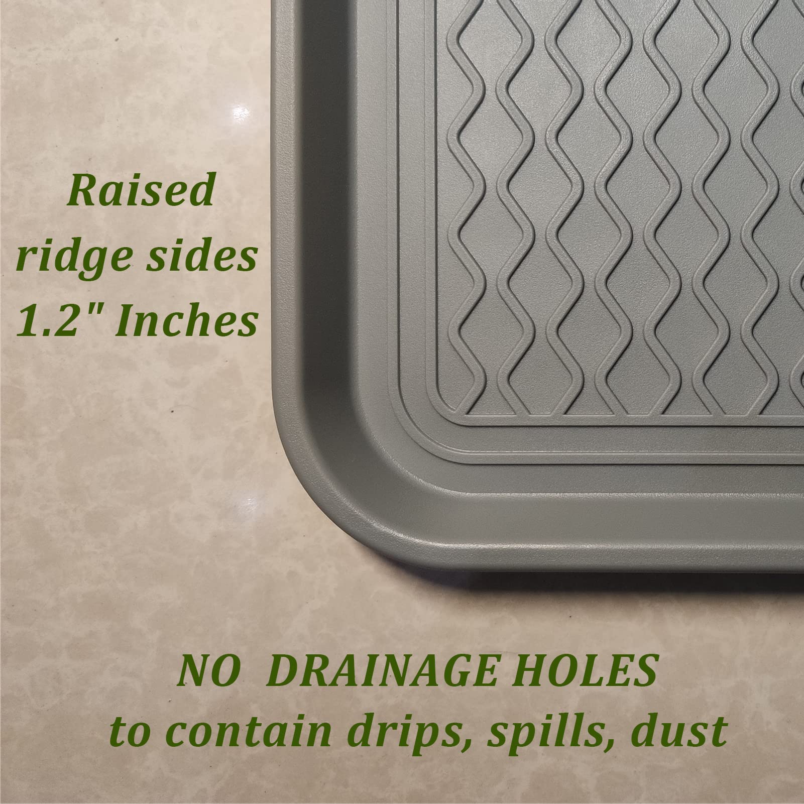 FDGARDEN floor protection tray by door for easy cleaning.