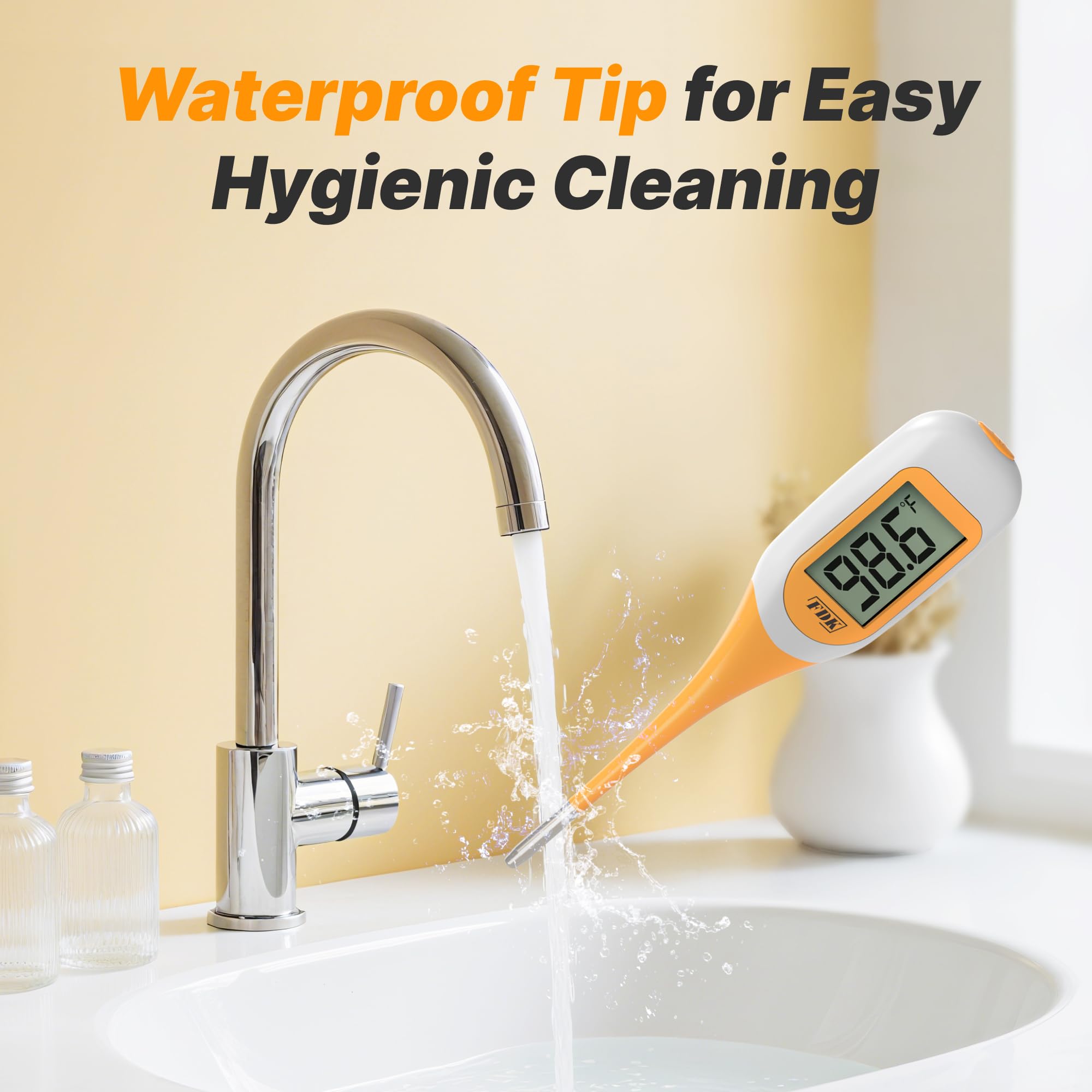 FDK IP65 waterproof tip for hygienic cleaning after use.