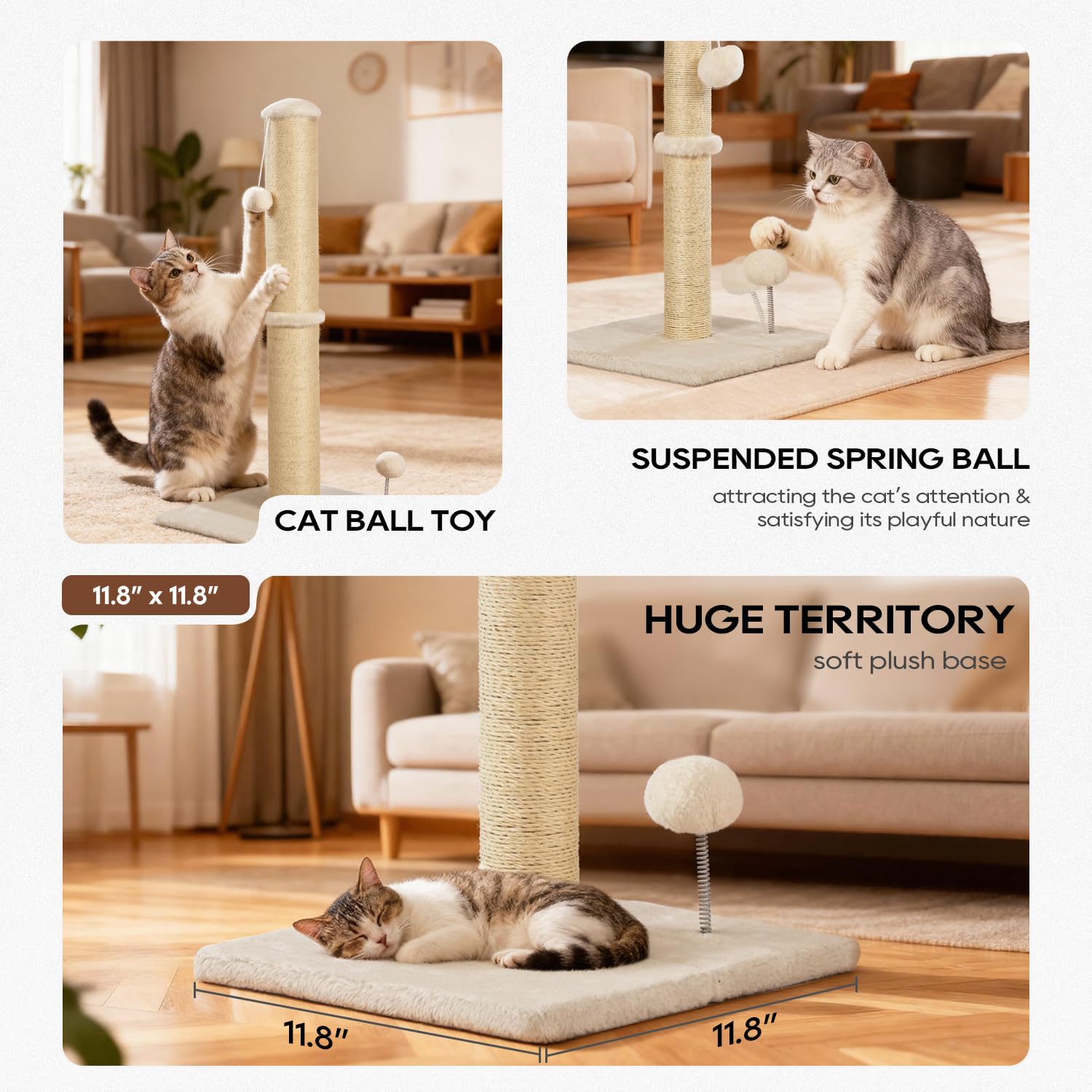 FDW 22-Inch post includes plush ball at multiple heights for interactive play.
