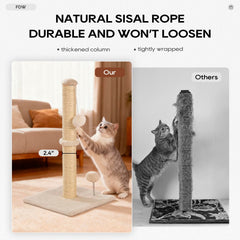 FDW scratching post with natural sisal rope for satisfying scratching.