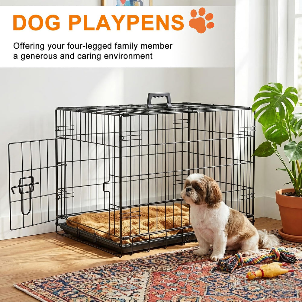 FDW 24-inch dog crate door latch shows secure dual-lock design
