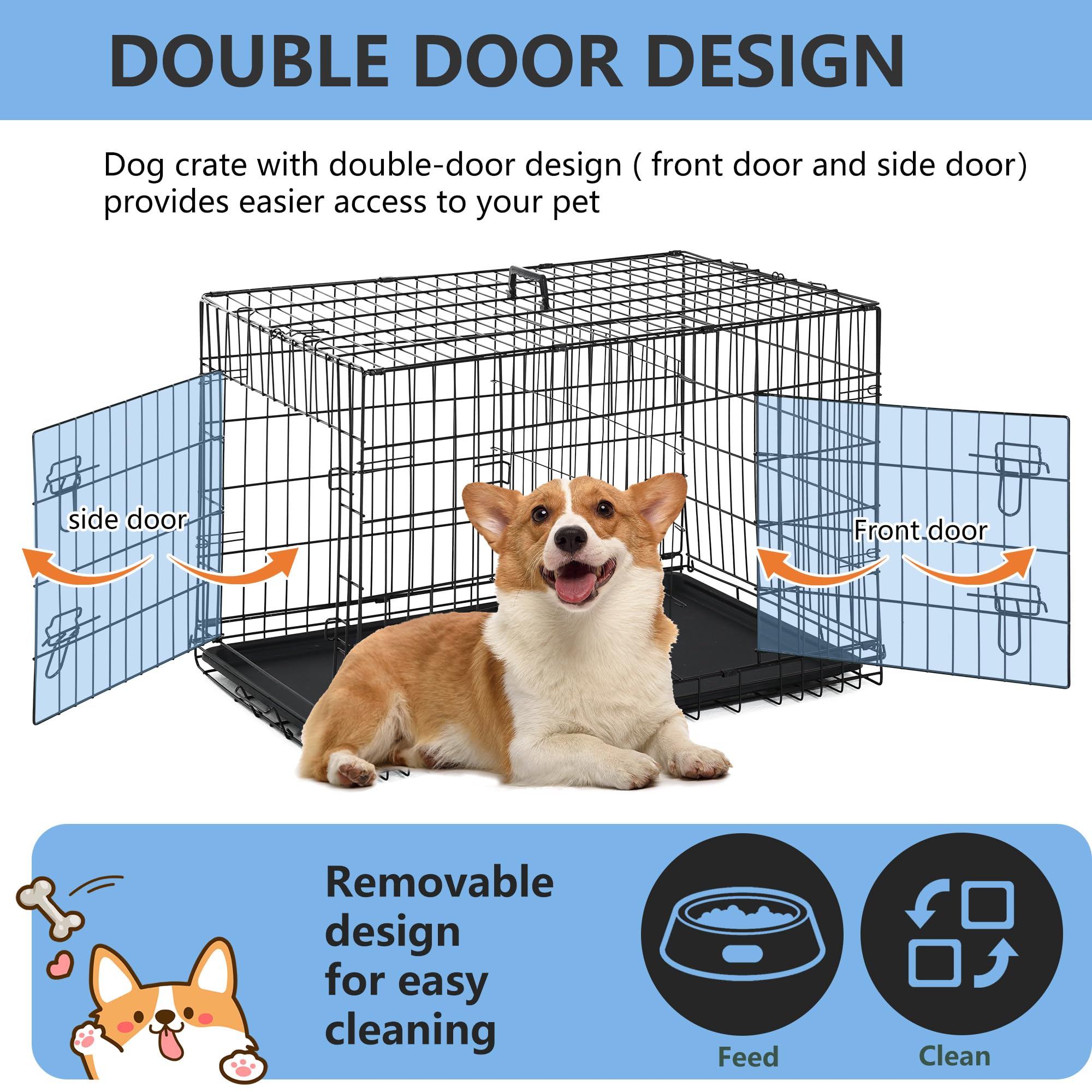 FDW 30-inch dog crate double-door design for versatile access
