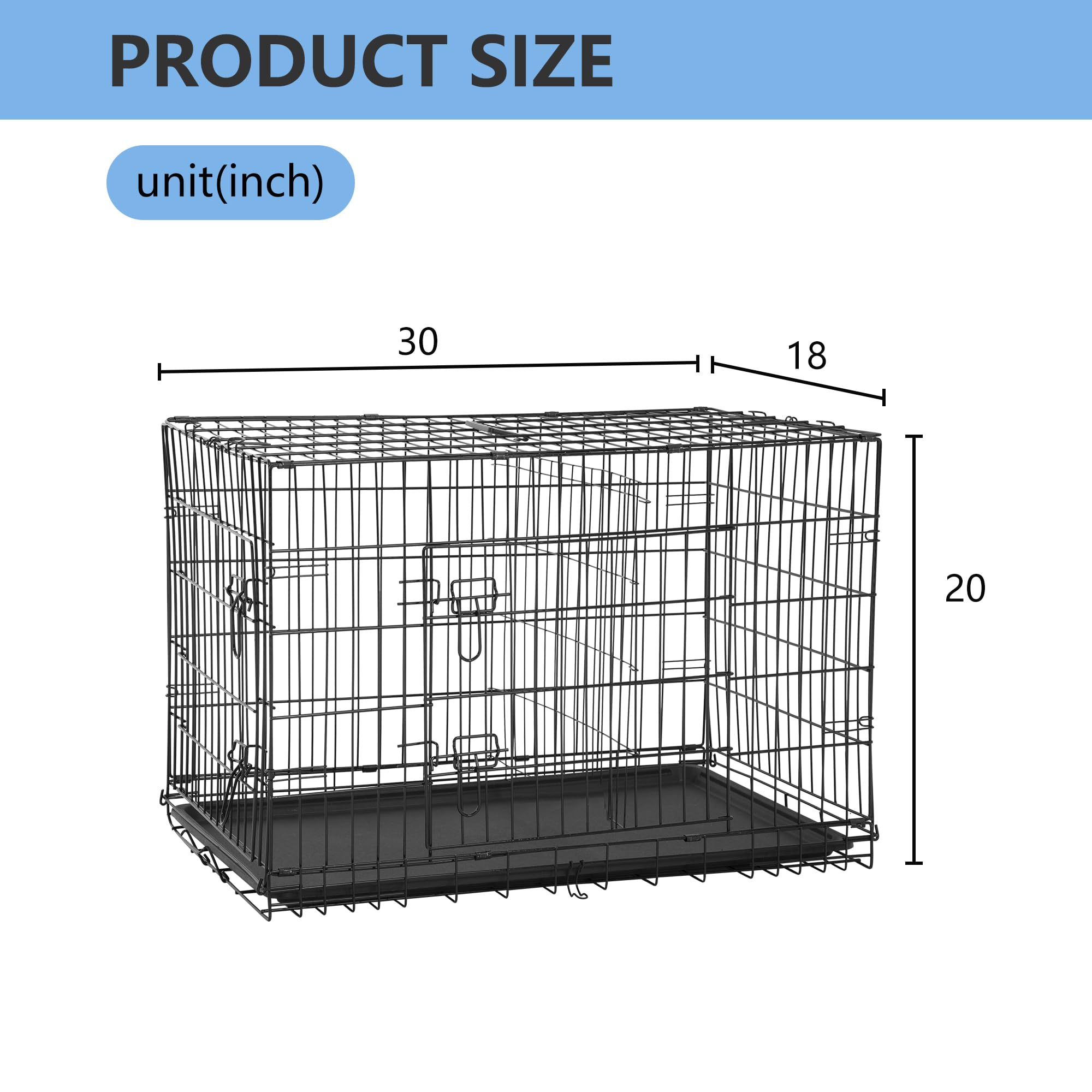 FDW 30-inch dog crate in use, sturdy and ventilated