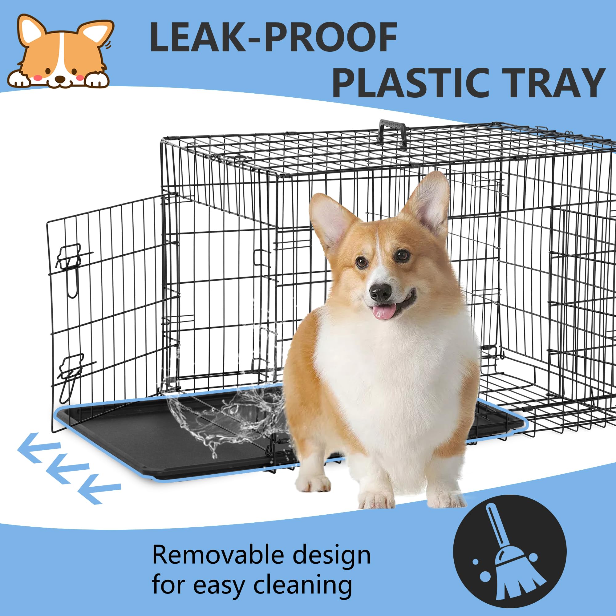 FDW 30-inch dog crate removable tray for simple cleaning