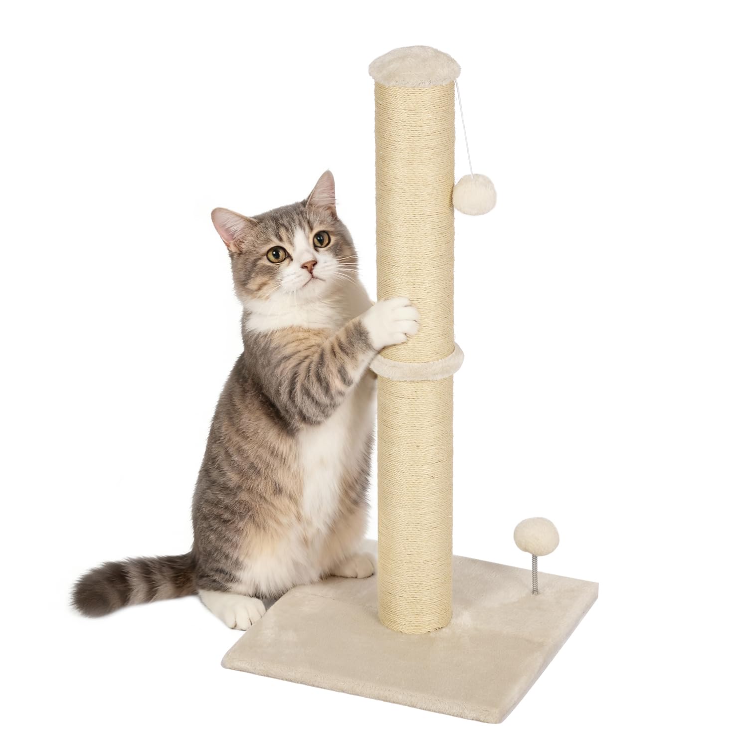 FDW 33-inch beige cat scratching post base offering furniture protection.