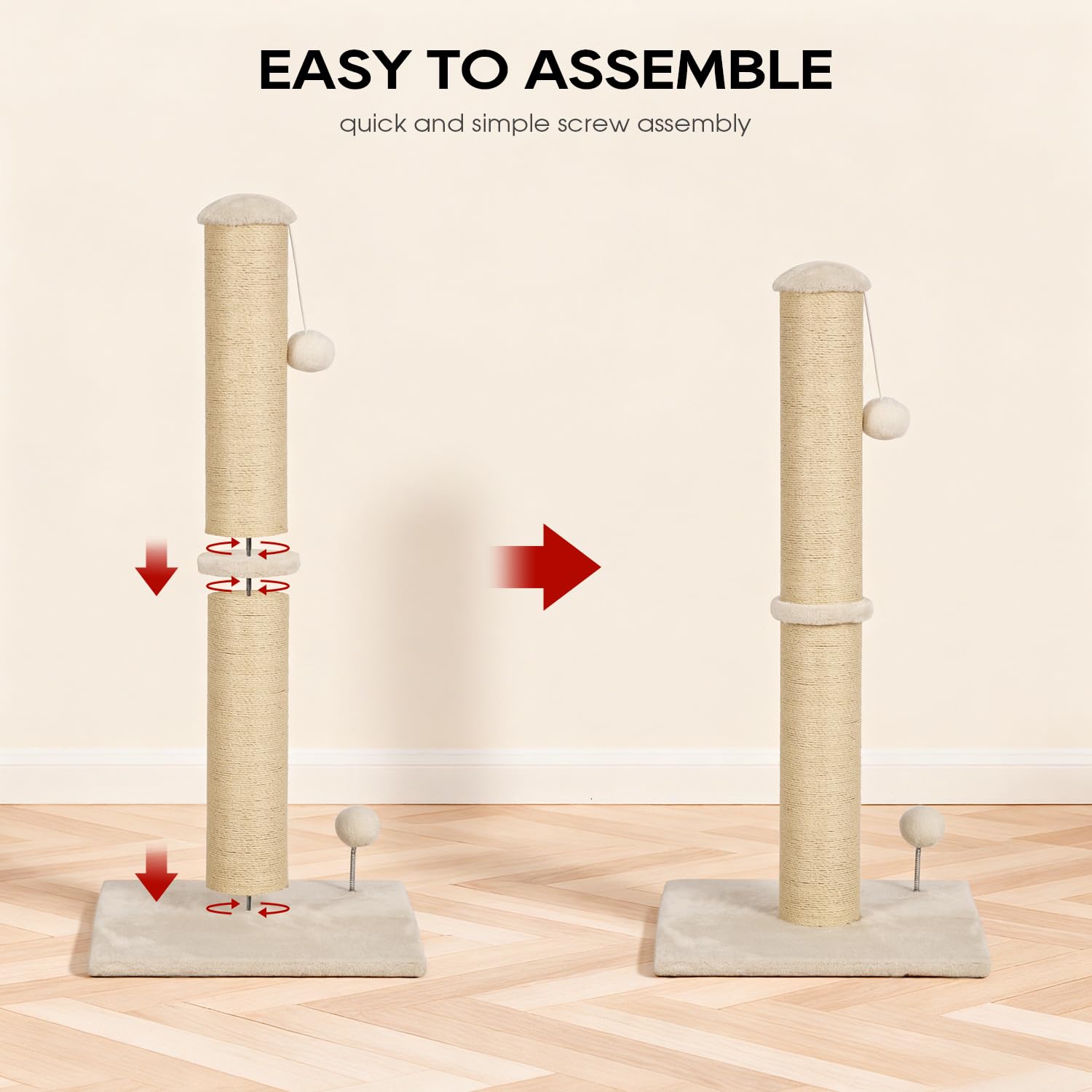 FDW beige indoor cat post ideal for apartments.
