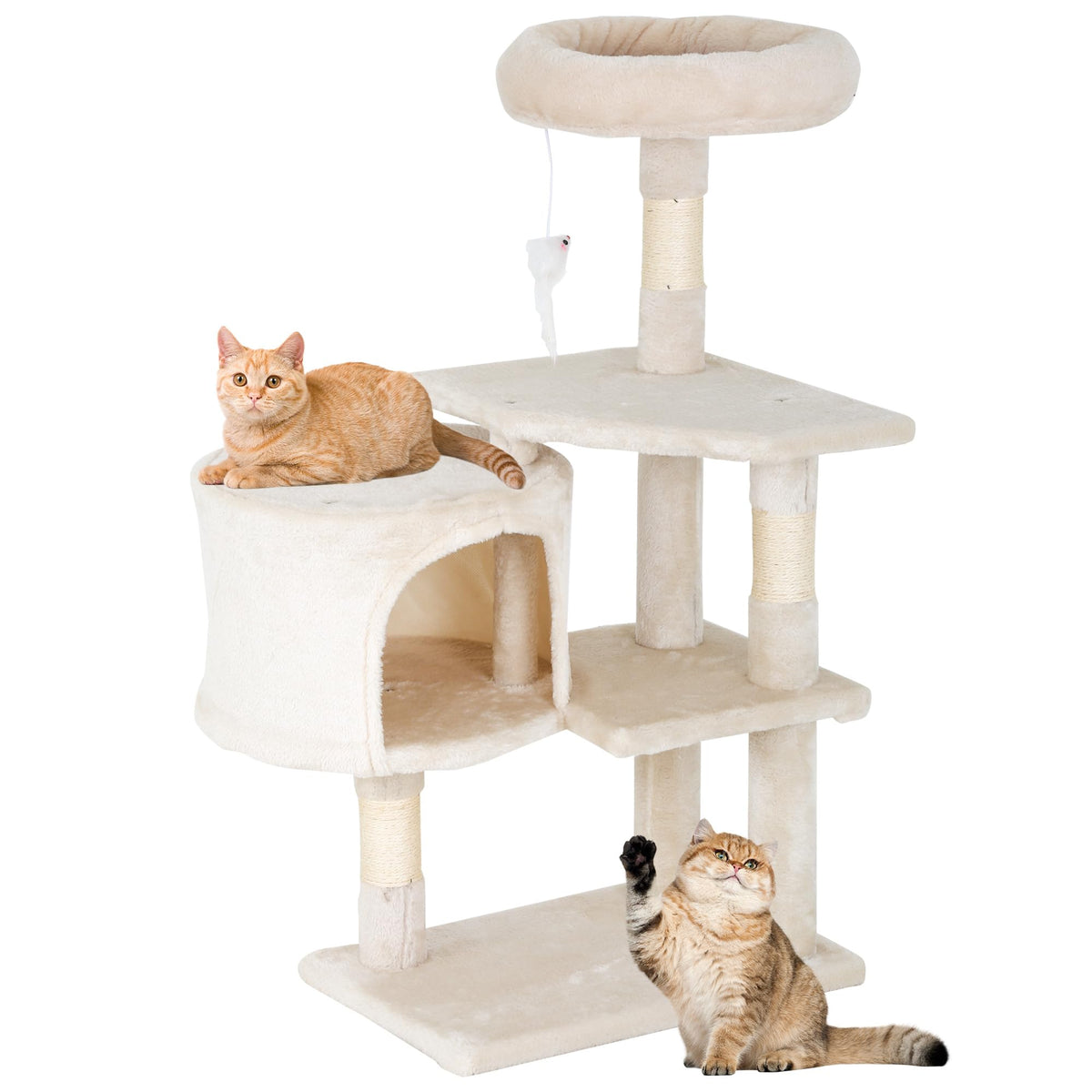 FDW 36-inch beige cat tree tower with multi-level perches for climbing and lounging