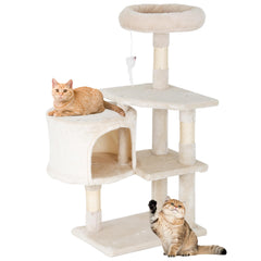 FDW 36-inch beige cat tree tower with multi-level perches for climbing and lounging