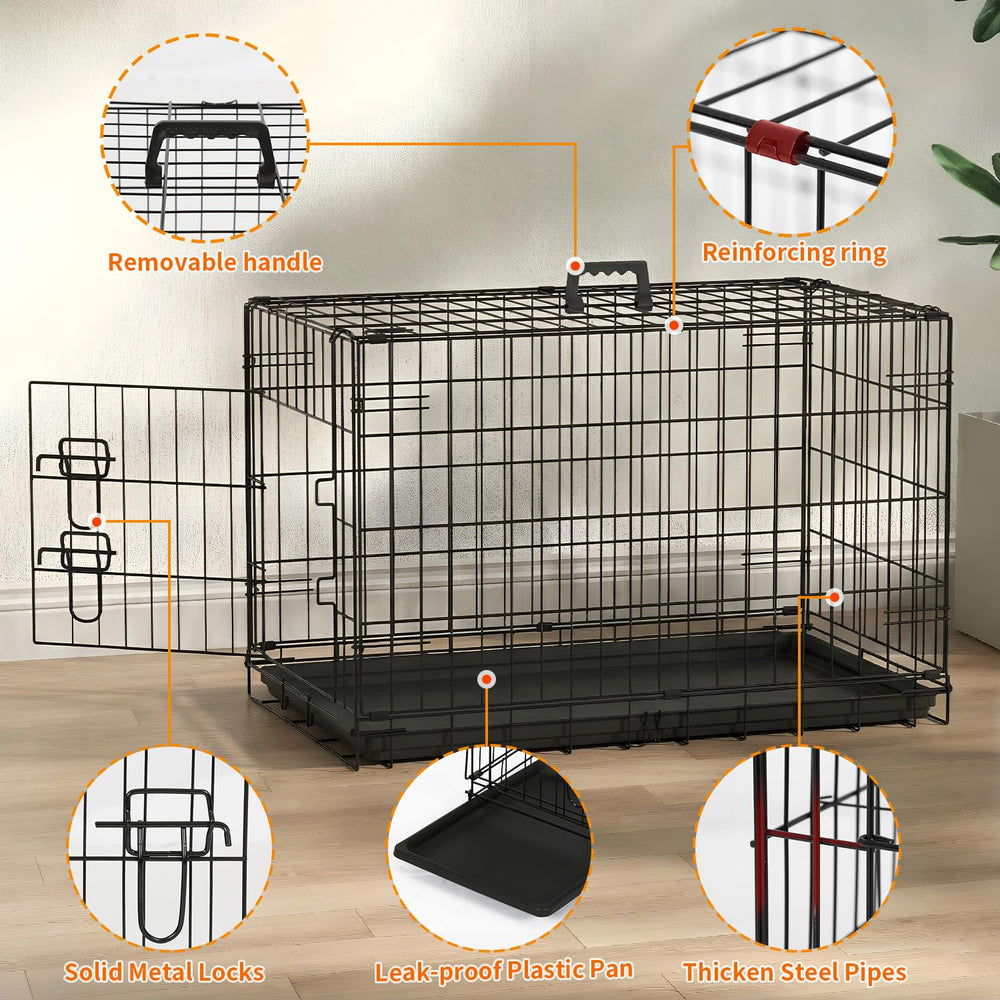 FDW 42-inch dog crate rust-resistant metal frame for lasting use.