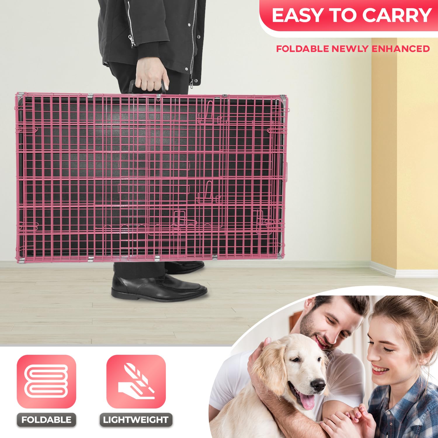 FDW 48 inch crate folds flat for compact storage and travel
