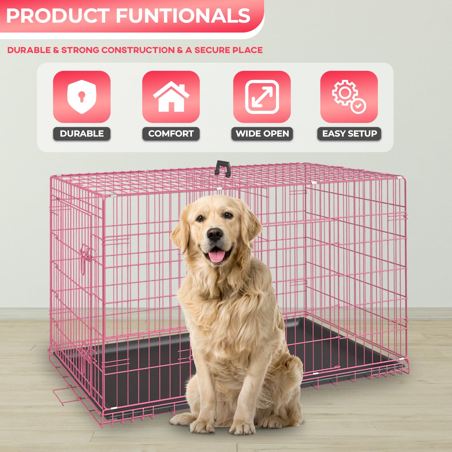 FDW 48 inch dog crate with side doors for flexible placement