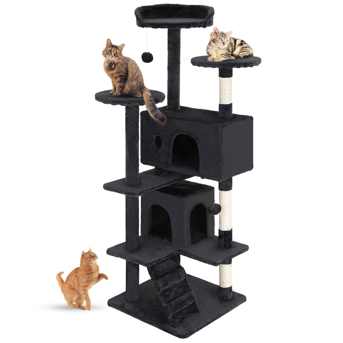 FDW 54-Inch Cat Tree Tower main view showing tall structure for climbing and lounging
