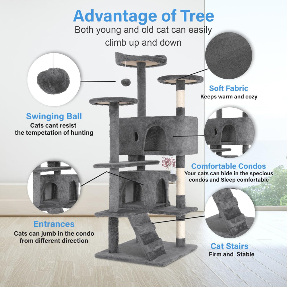FDW sisal posts on cat tree promote healthy scratching and furniture protection.