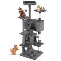 FDW 54-inch cat tree tower top perches for lounging and observation.