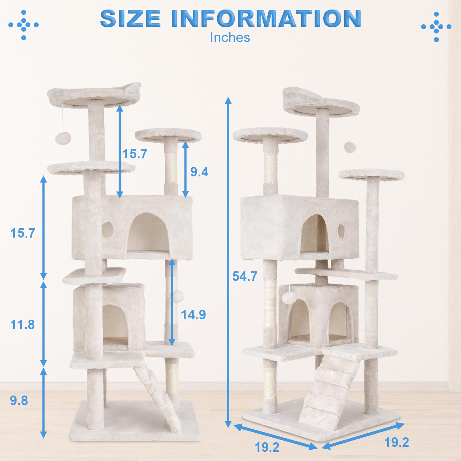 FDW beige cat tree complements modern living spaces.