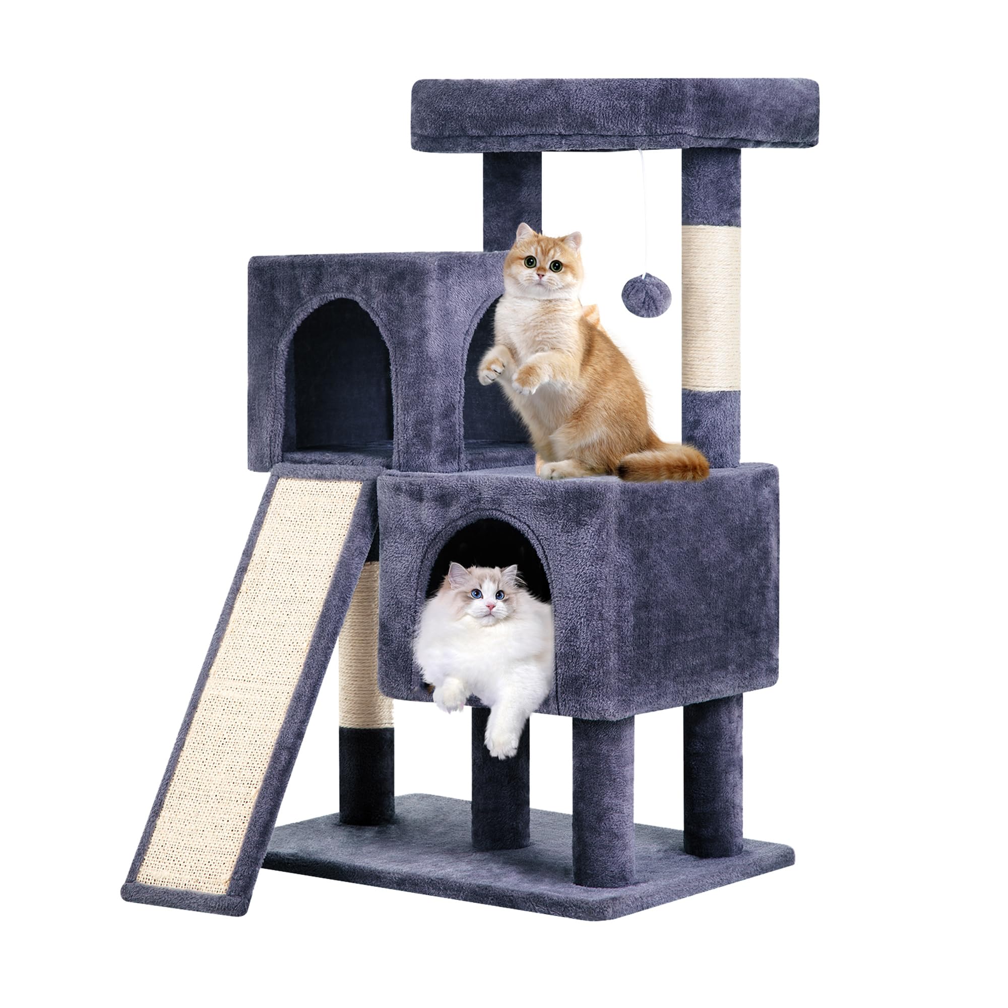 FDW cat tree 36-inch indoor tower with plush perches for safe lounging.