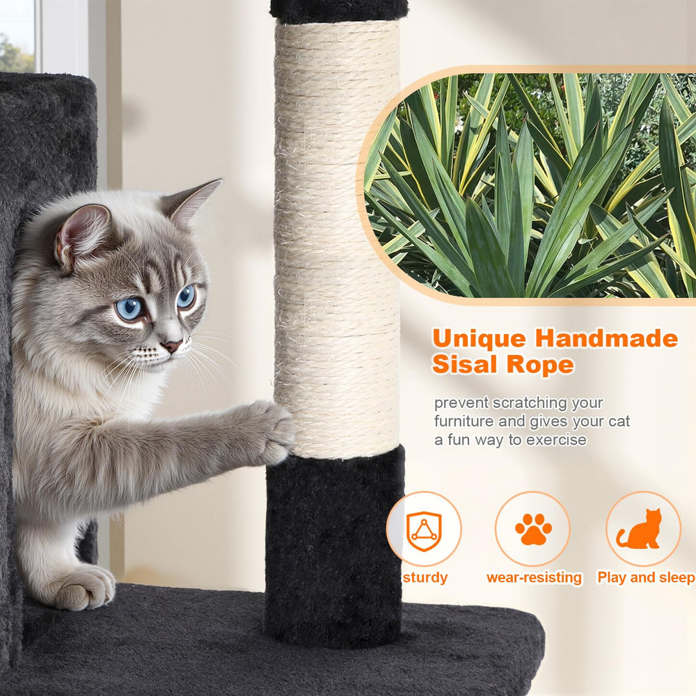 FDW Cat Tree 54in cozy condos provide private hideaways for cats to nap.