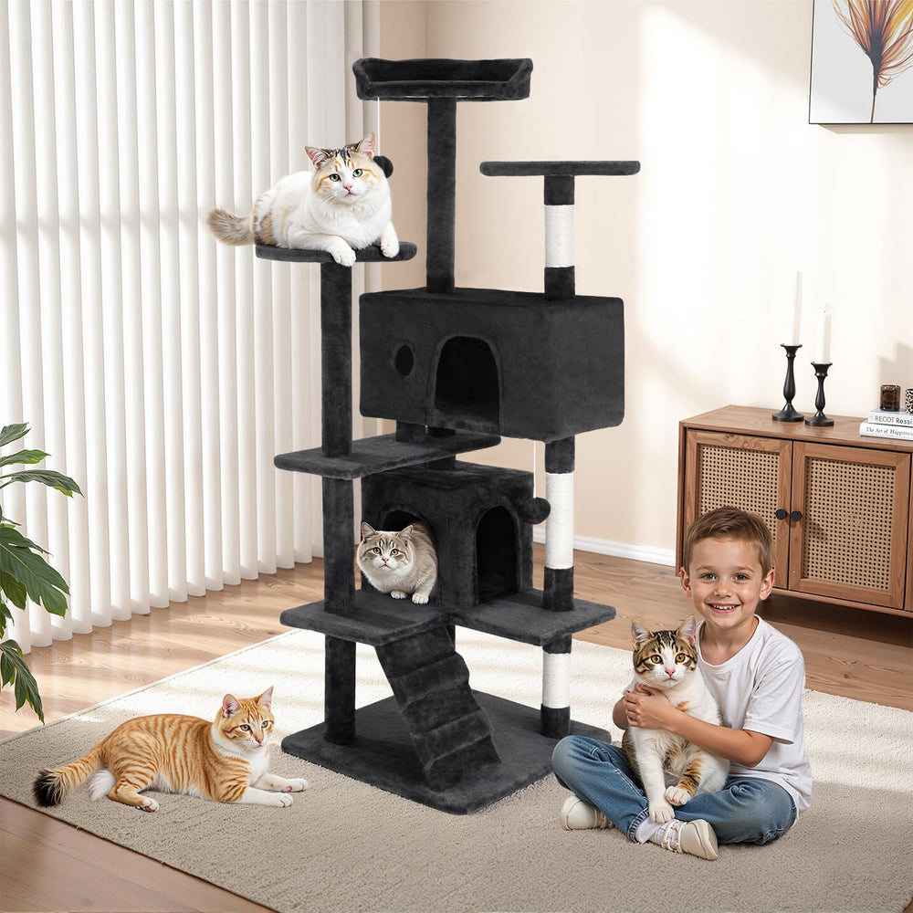 FDW Cat Tree 54in sisal posts deter furniture scratching while meeting natural instincts.