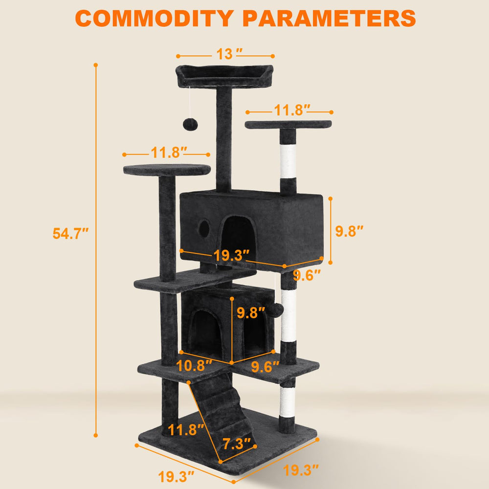 FDW Cat Tree 54in wall strap adds stability during play.