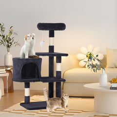 FDW cat tree condo and plush bed providing cozy hideaway