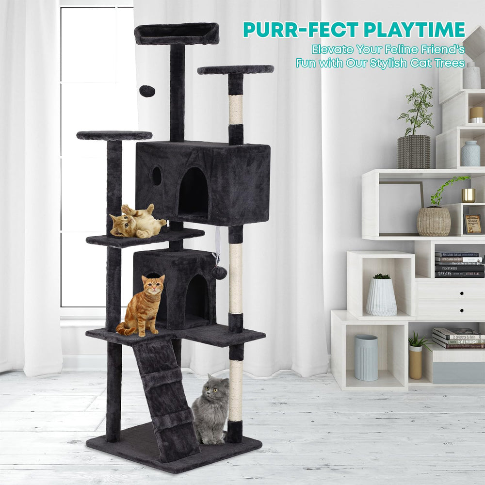 FDW cat tree with multi-level perches for elevated feline viewing.