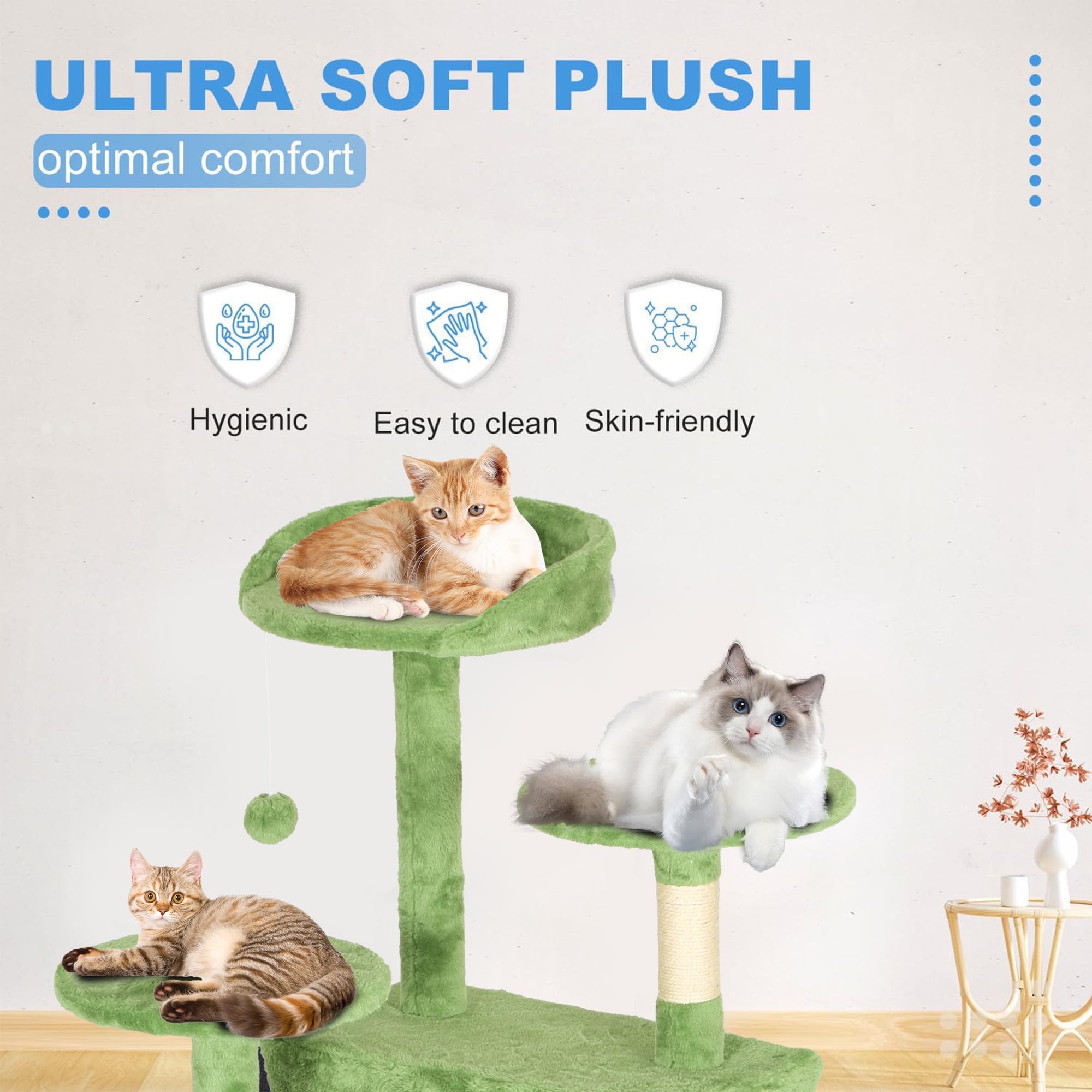 FDW cat tree sisal posts close-up show durable scratching surface.