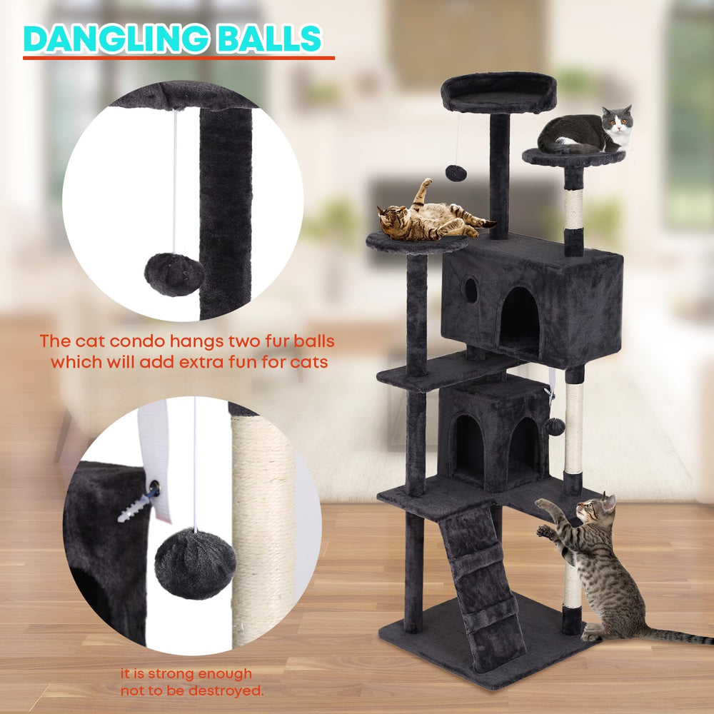 FDW cat tree with sisal scratching posts protecting furniture.