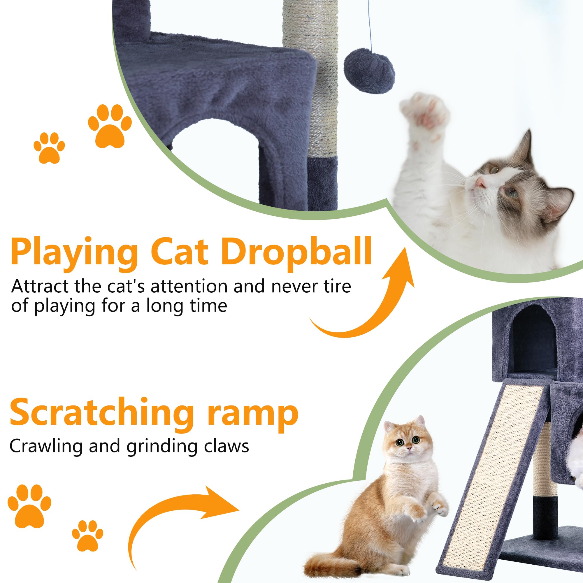 FDW cat tree base provides stable support during jumping and climbing.