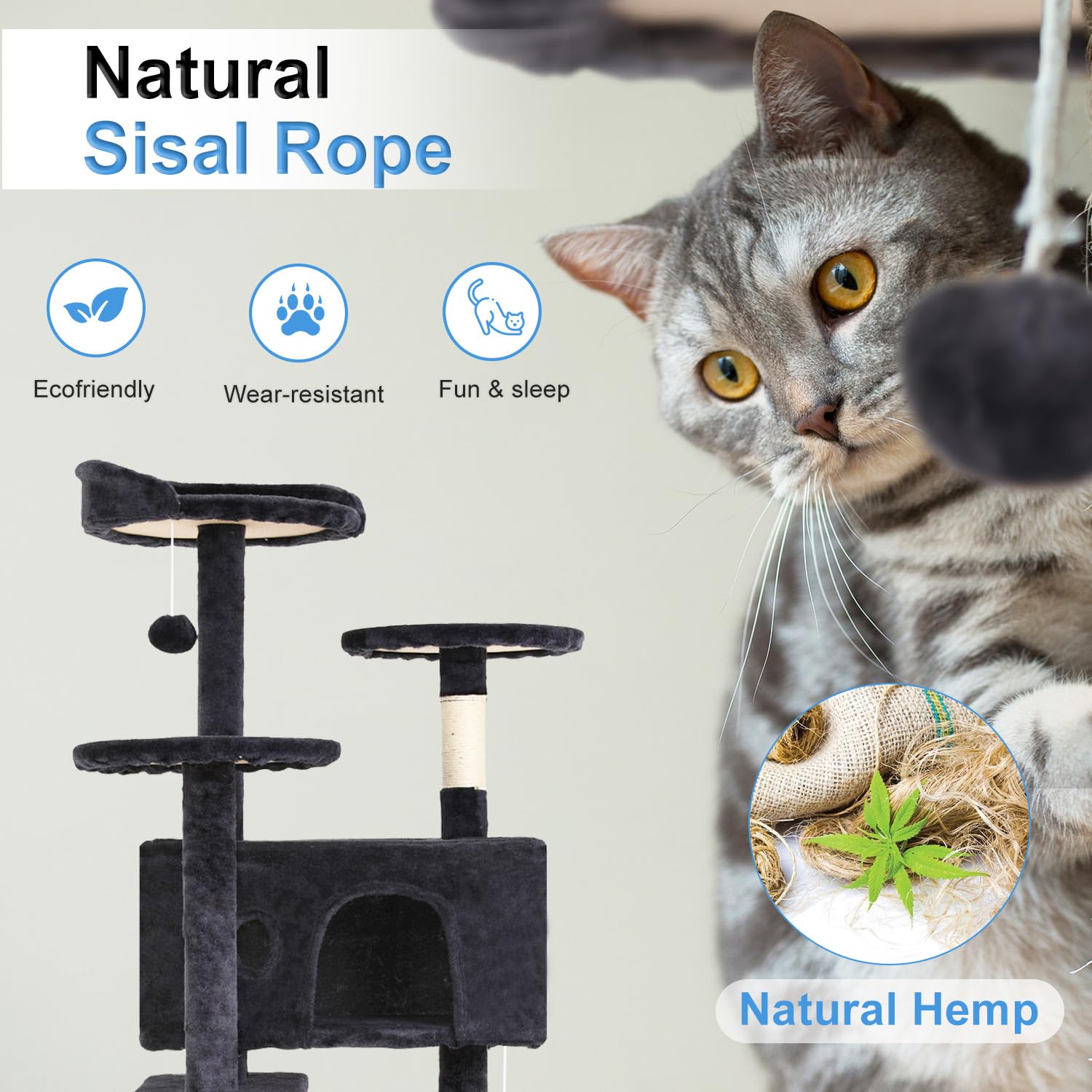 FDW cat tree tower condos provide safe hideaways