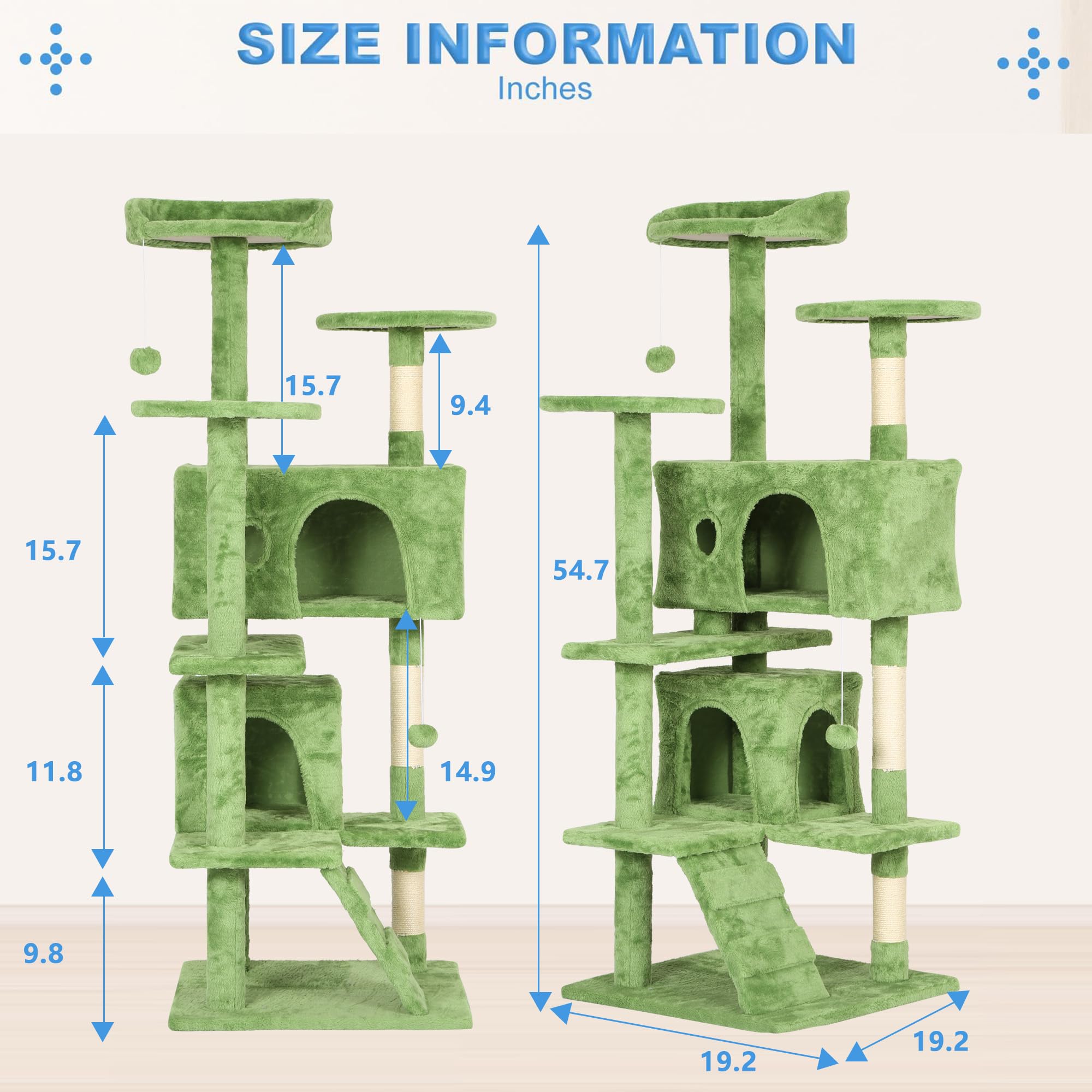 FDW cat tree vertical play area encourages exercise and exploration.