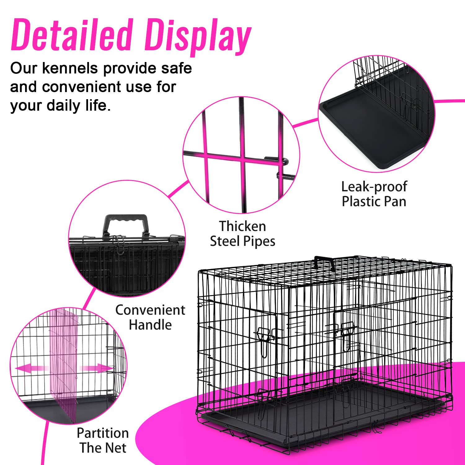 FDW crate with divider panel for two-pet separation.