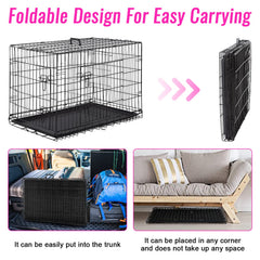 FDW 48-inch dog crate folded for travel and storage.