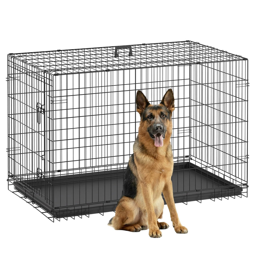 FDW dog crate 48-inch with dual doors for easy access and secure confinement.