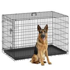FDW dog crate 48-inch with dual doors for easy access and secure confinement.