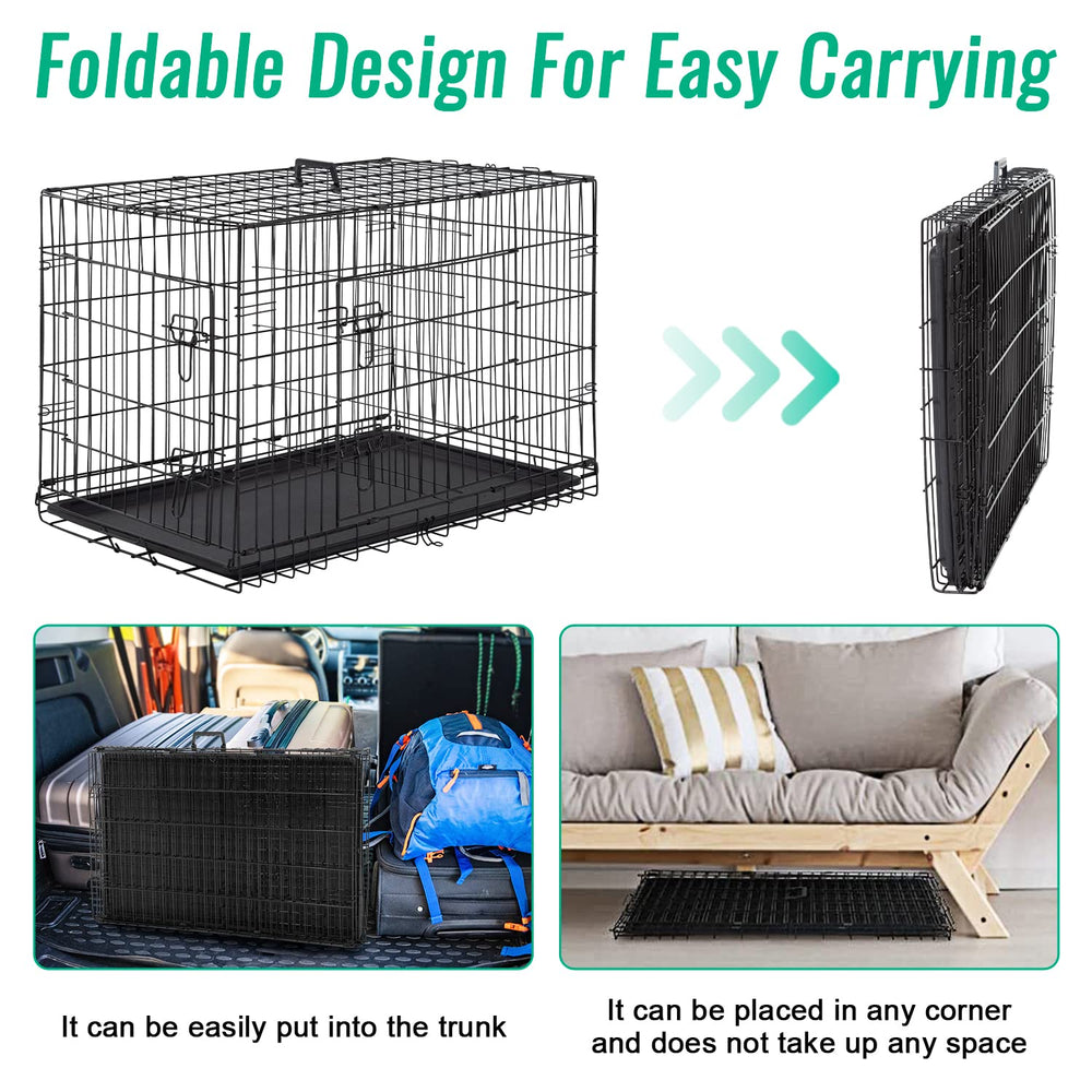FDW crate divider panel enabling space separation for two pets.