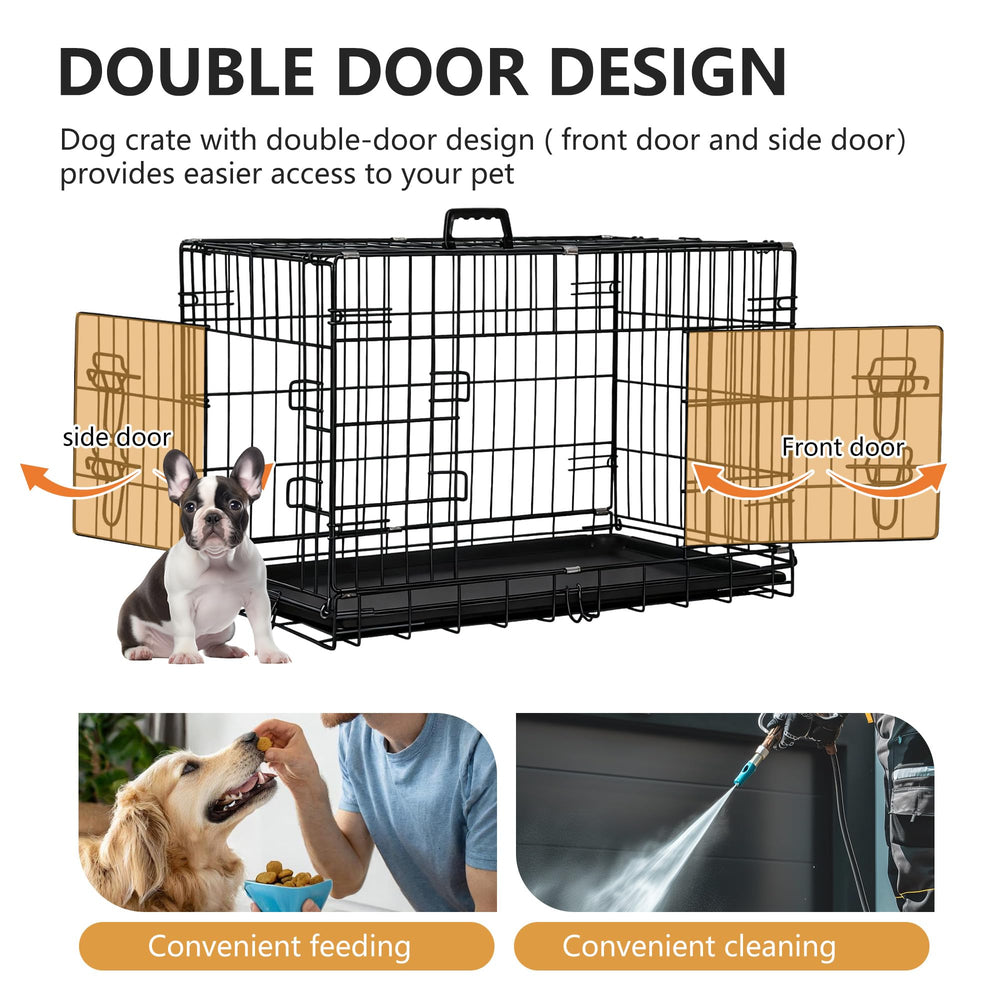 FDW dog crate easy cleaning with removable tray.
