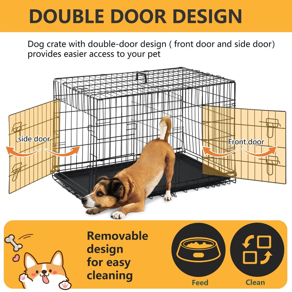 FDW dog crate folded for storage shows portable travel-ready design.