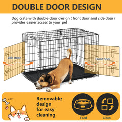 FDW dog crate folded for storage shows portable travel-ready design.