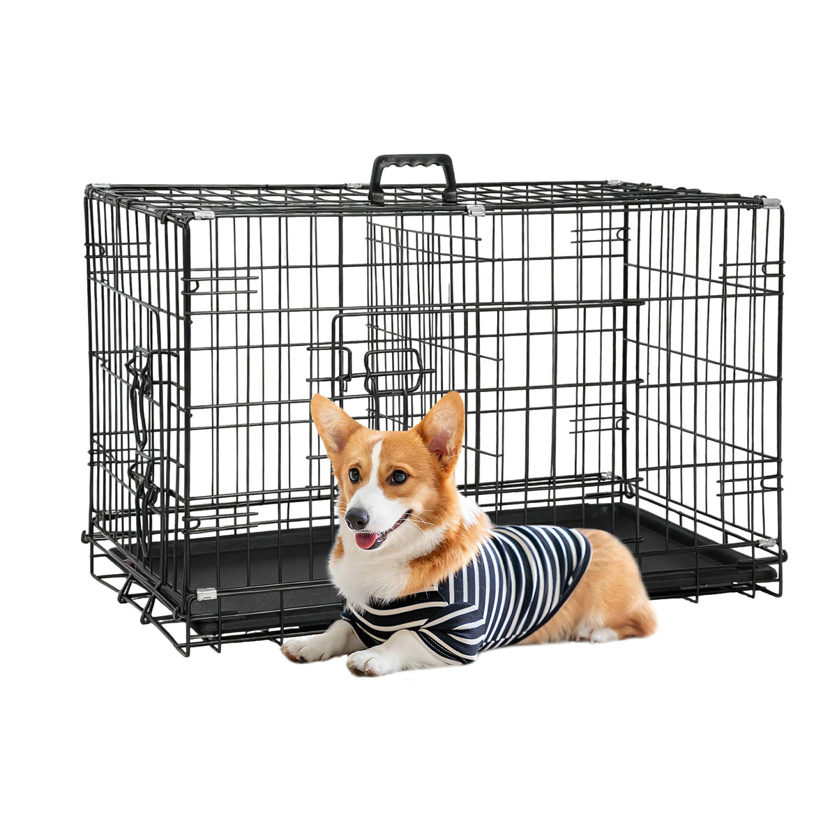 FDW 30-inch dog crate folding design for portable storage and transport.