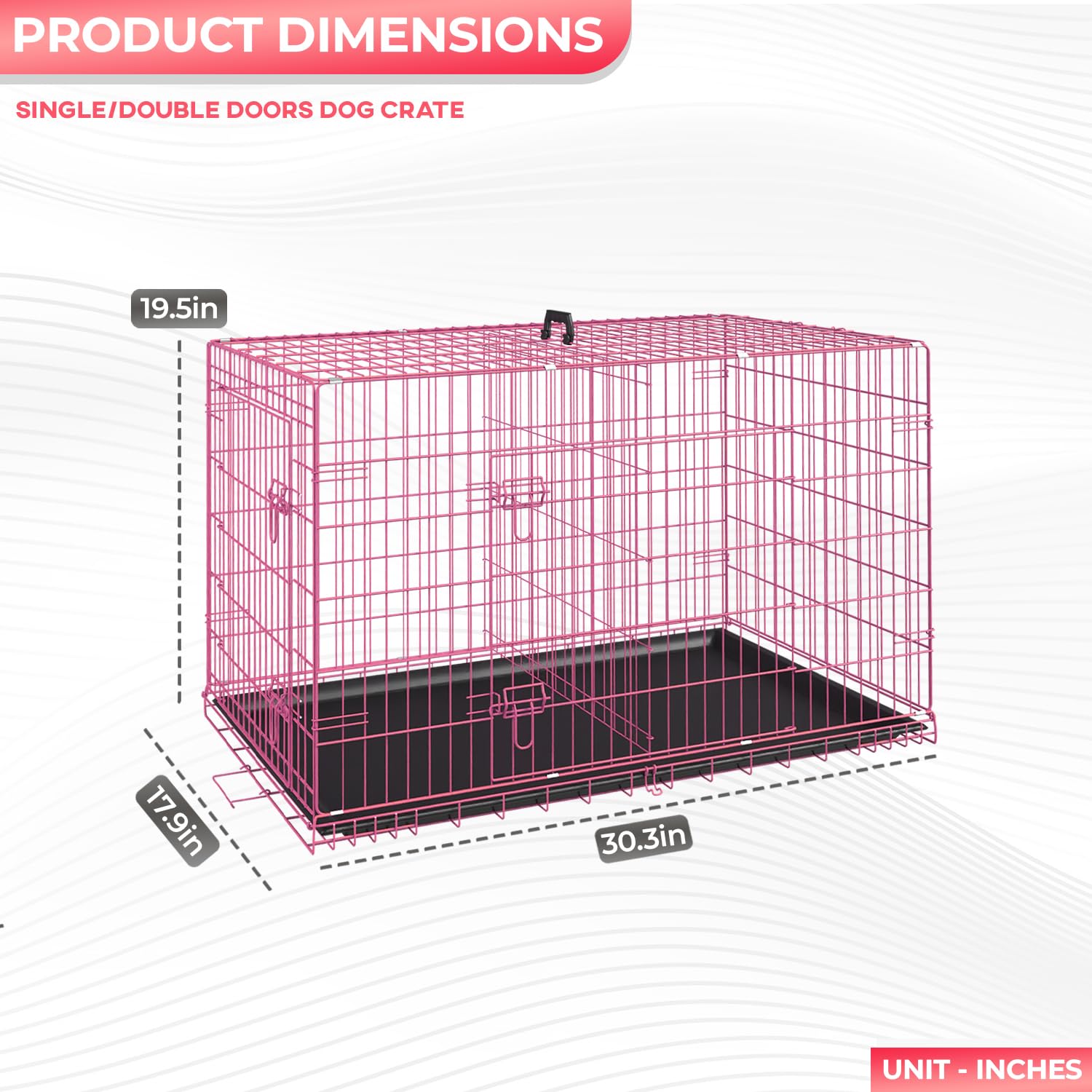 FDW portable dog crate with travel handle for easy transport