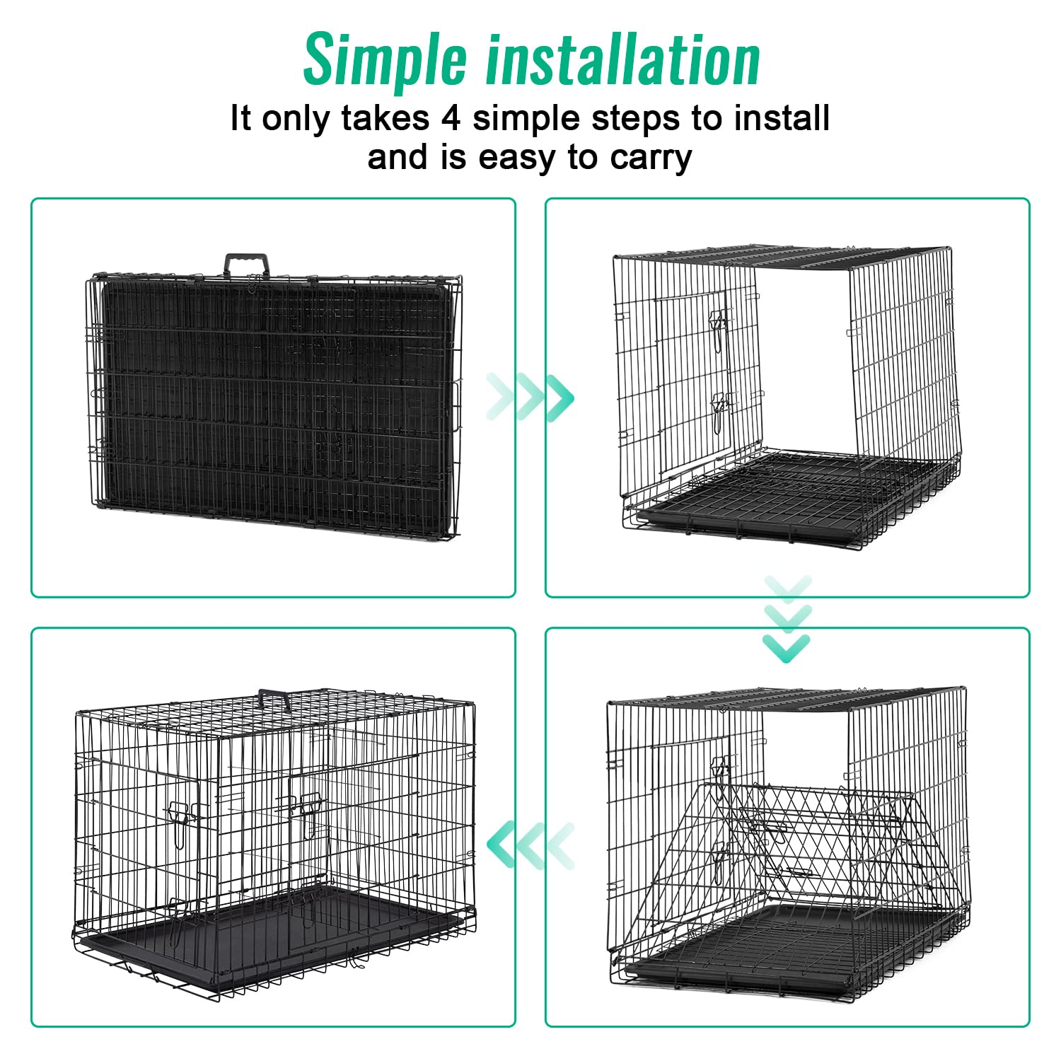 FDW 42-inch crate side door layout for convenient pet interaction.