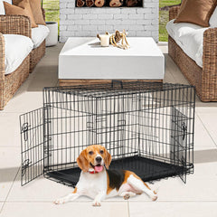 FDW dog crate side door view demonstrates versatile access for placement.