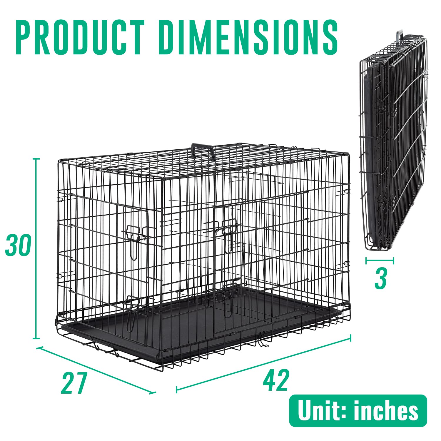 FDW 42-inch crate travel carry handle for on-the-go use.