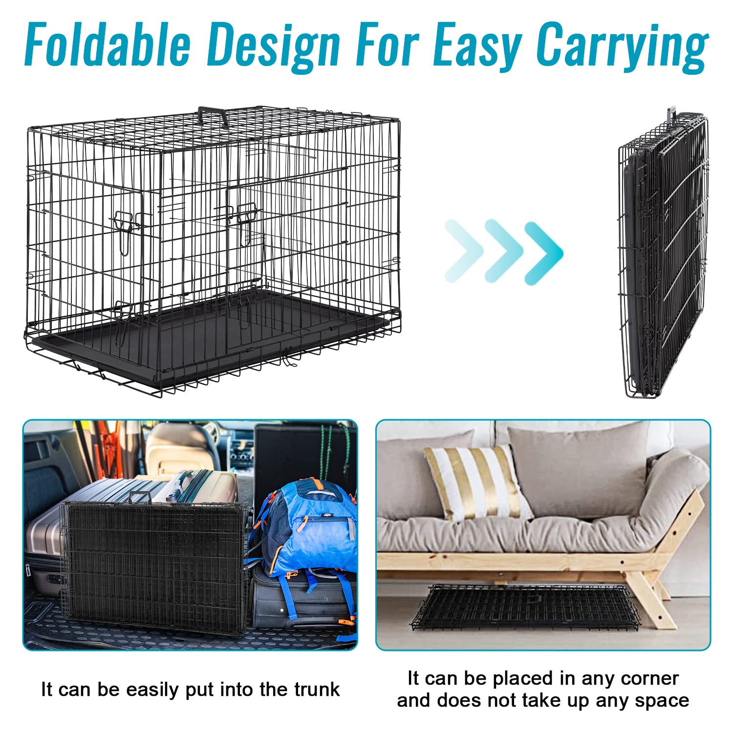 FDW dog crate tray removable for quick cleaning and maintenance.