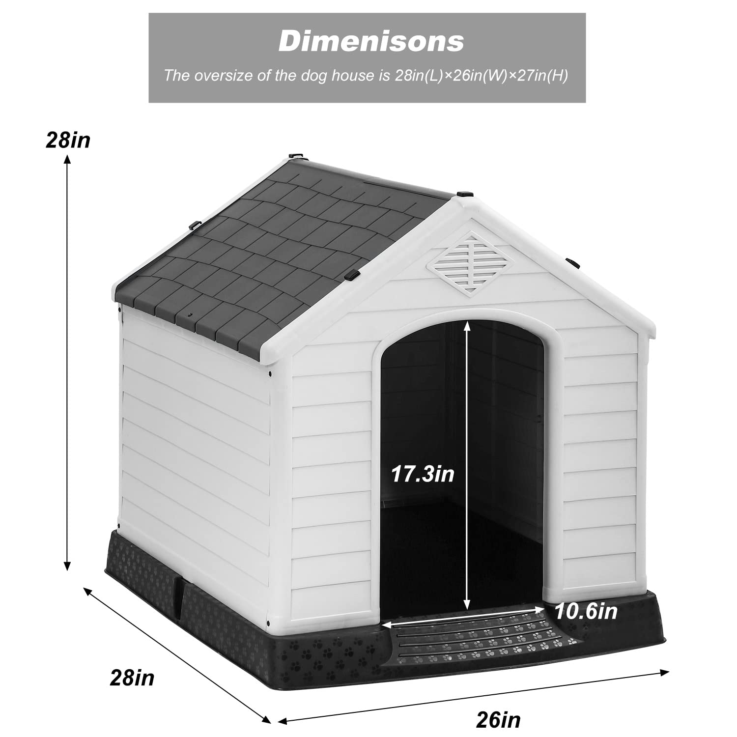FDW Dog House color grey that blends with home exterior
